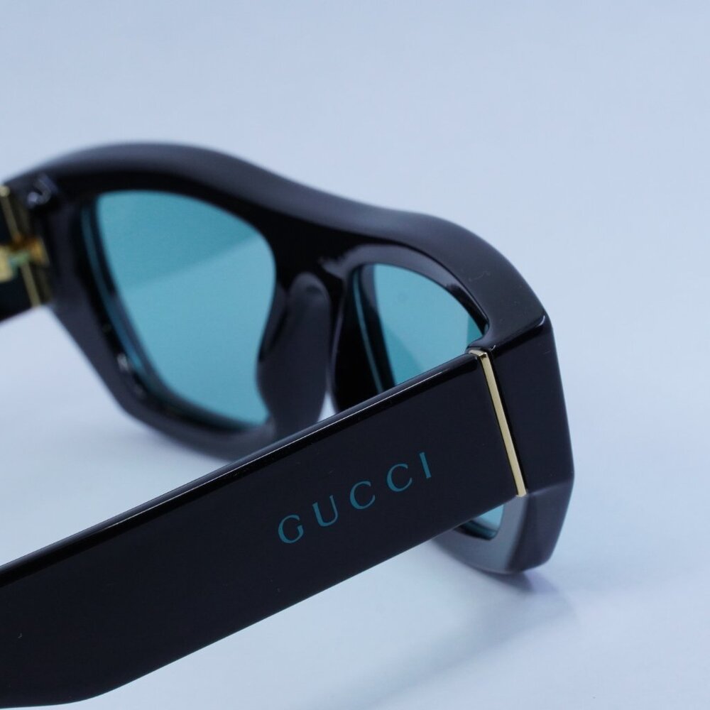 Gucci GG1134S 004 Men Sunglasses Black Rectangle Frame, Green Lenses - Picture 9 of 11